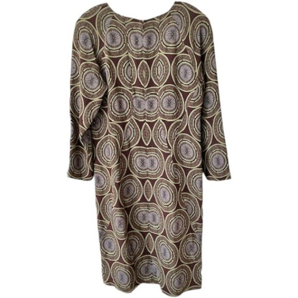 Brooks Brothers 100% Silk Shift Dress - Toast Lime Taupe - 10 - Picture 4 of 11